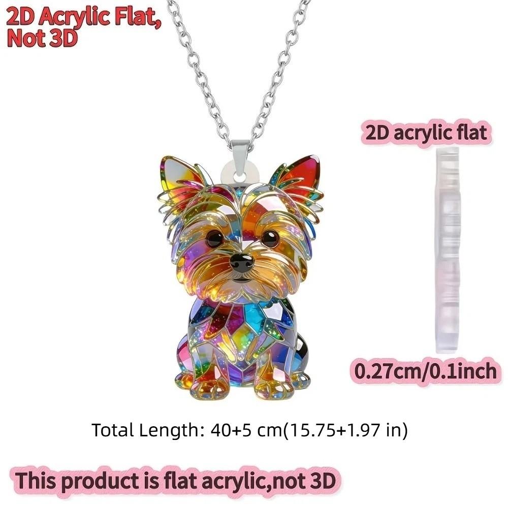 2D Flat Yorkshire Terrier Necklace Acrylic Long Sweater Chain Creative Dog Pendant Necklace Girl
