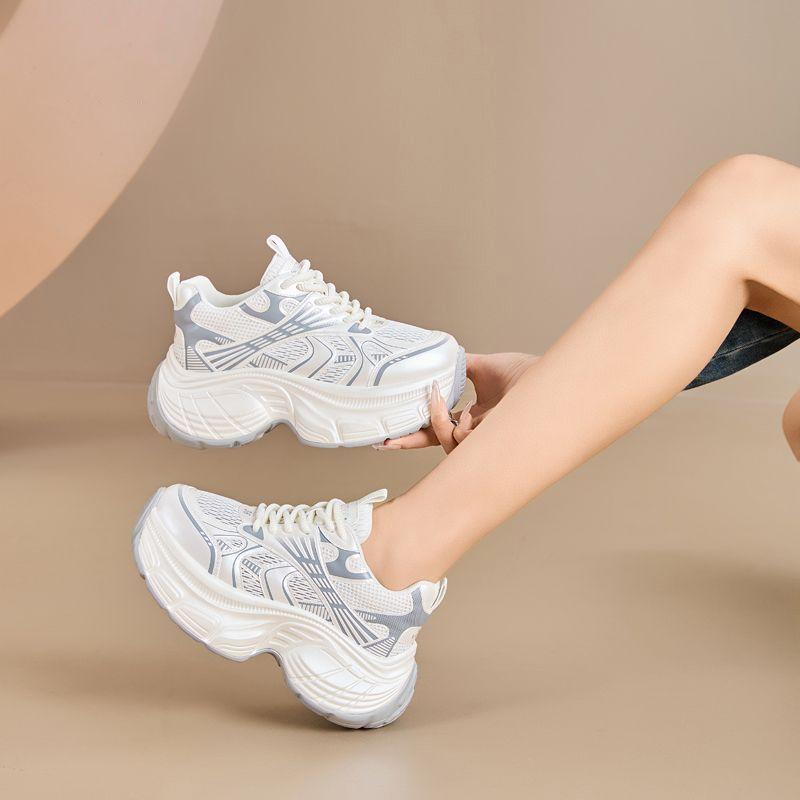 High-value dad shoes ins trendy spring and summer new heightening and lightweight sports dad shoes 35 белый