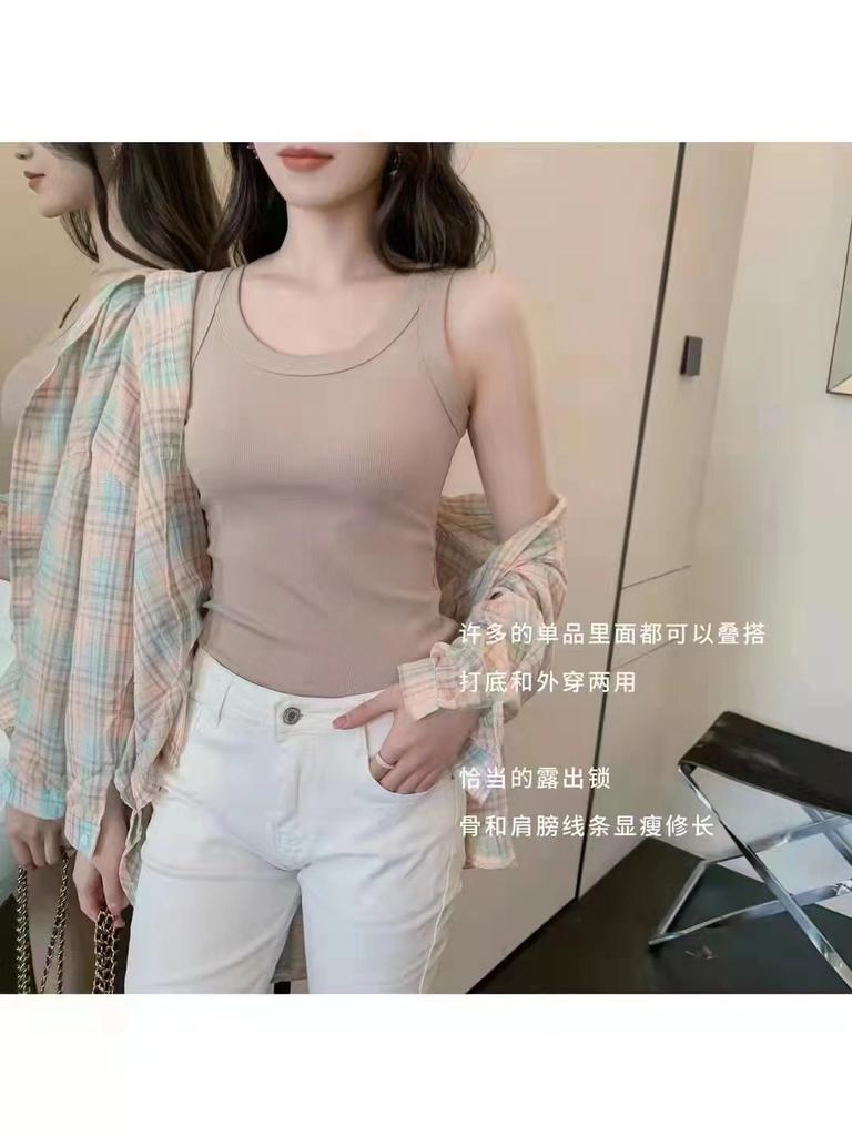 Women's Fashion Casual Summer Spring Solid Color Print Sleeveless U-Neck Blouses & Shirts