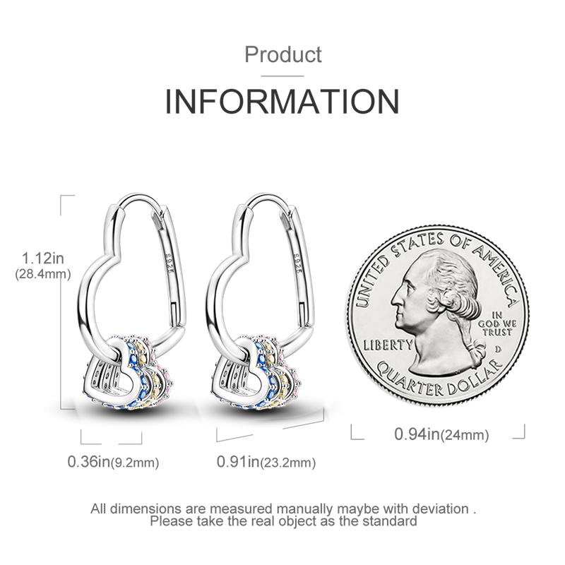 Hoop Earrings for Women Sparkling Pave CZ Heart-shaped Series Round Love Fit Original Wedding Drop Earring Jewelry