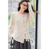 Women's Tie-Waist Knit Long Sleeve Top