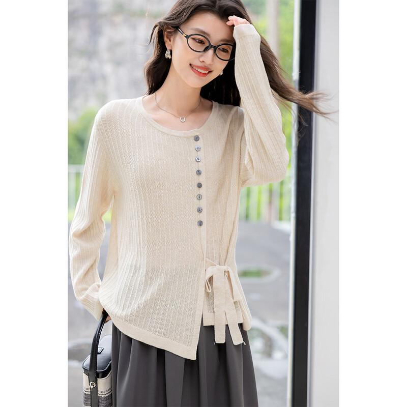 Women's Tie-Waist Knit Long Sleeve Top