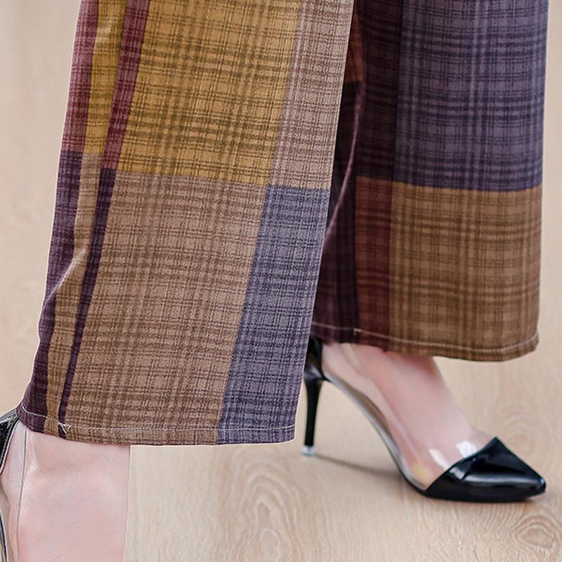 Eleganta 2-delade Set för Kvinnor Plus Size Löst Vintage Tryck Hög Midja Byxset Sommar Casual Kläder för Medelålders Kvinnor