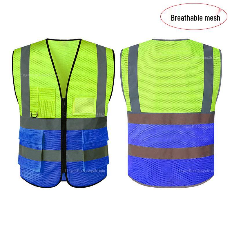 Multi-Pocket Reflective Vest for Sanitation & Construction with Printing