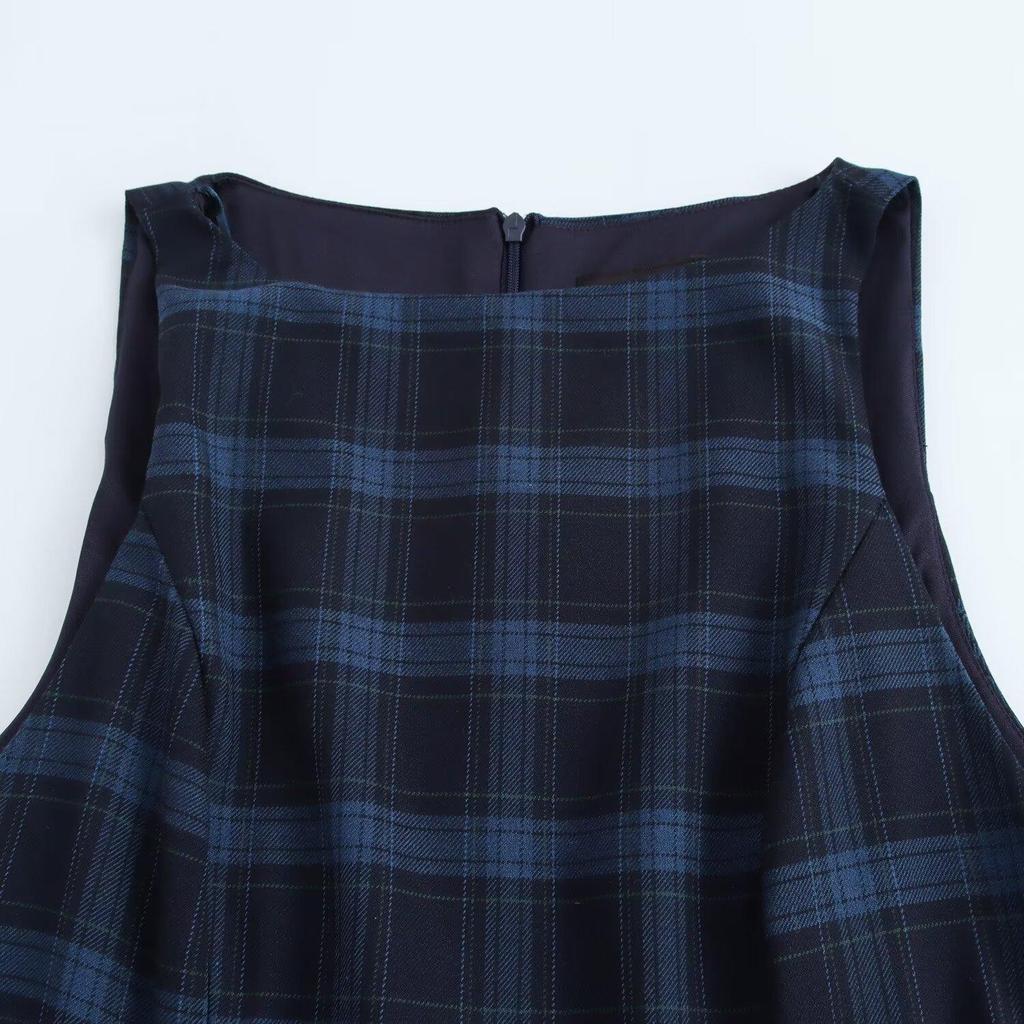 2025 Jarní Dámské Zeštíhlující Bez rukávů Kostkované A-liniové Šaty