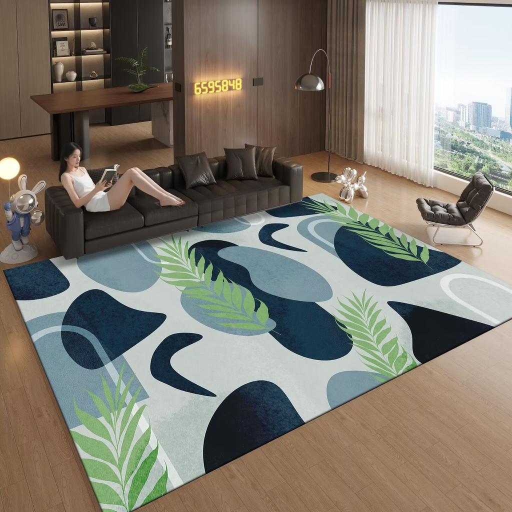 Nordic Abstract Living Room Carpet Flower Plant Decoration Bedroom Bedside Soft Large Rugs Lounge Non-slip Washable Floor Mat