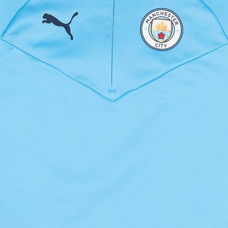 PUMA Manchester City 22-23 Season Breathable Long Sleeve Football Jersey With Logo Print And Color Block Unisex Tops Blue 767756-12