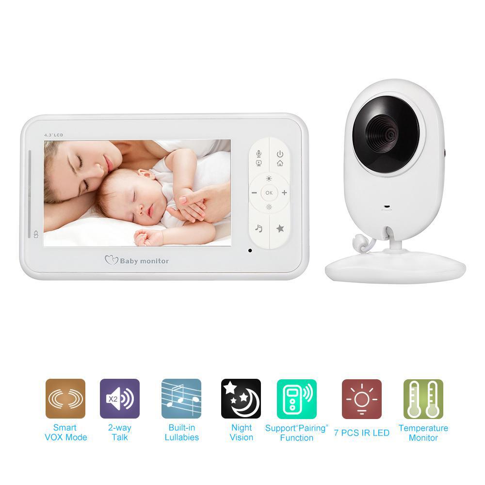 4.3" Baby Monitor with Temperature Monitoring, Two-Way Talk, and Night Vision