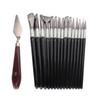 15 Pieces Paint Brush Set Comfortable Grip Neat Brush Stroke Watercolor Brush Set with Scraper Sponge Cloth Bag for Oil