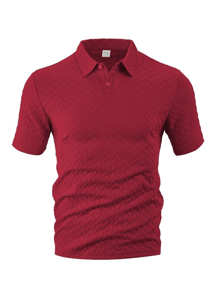 Men's Breathable Sweat Wicking Sweatshirt, Loose and Casual, Solid Color Jacquard Fabric, Men's Short Sleeved Polo Shirt