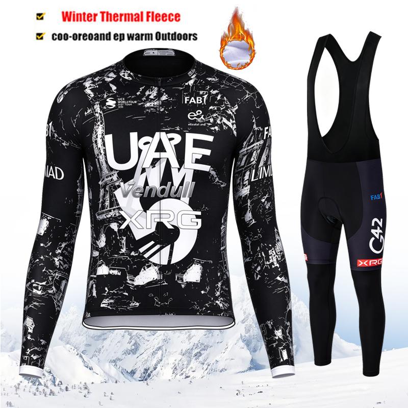 2027 UAE Team Winter Thermal Fleece Cycling Jersey Set Long Sleeve Bicycle Clothing MTB Bike Wear Maillot Ropa Ciclismo Cycling