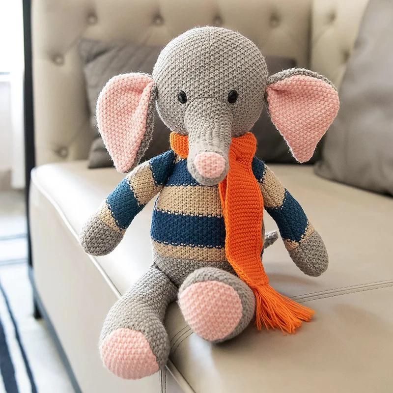 Crochet Animals Plush Stuffed Bunny Monkey Dolls Cotton Knitted Plushies Rabbit Cuddle Toys Kids Early Educational Peluche Toy