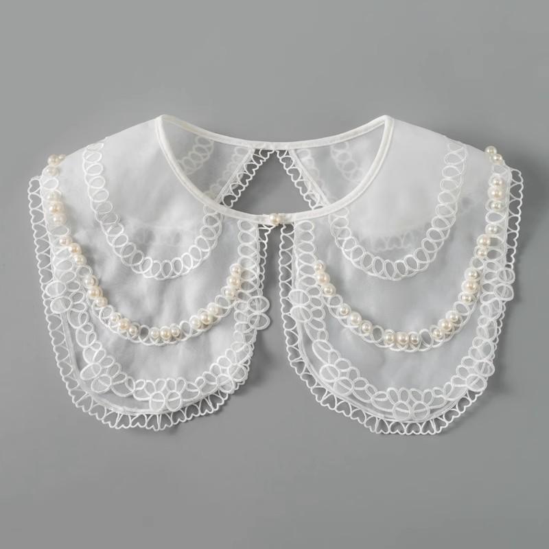 Perfect Match Pink Women Scarf Shawl Detachable Collar Tie Necklace Embroidery Lapel Fake False Collar Woman Lace Tie Neckwear Nep Kraagie