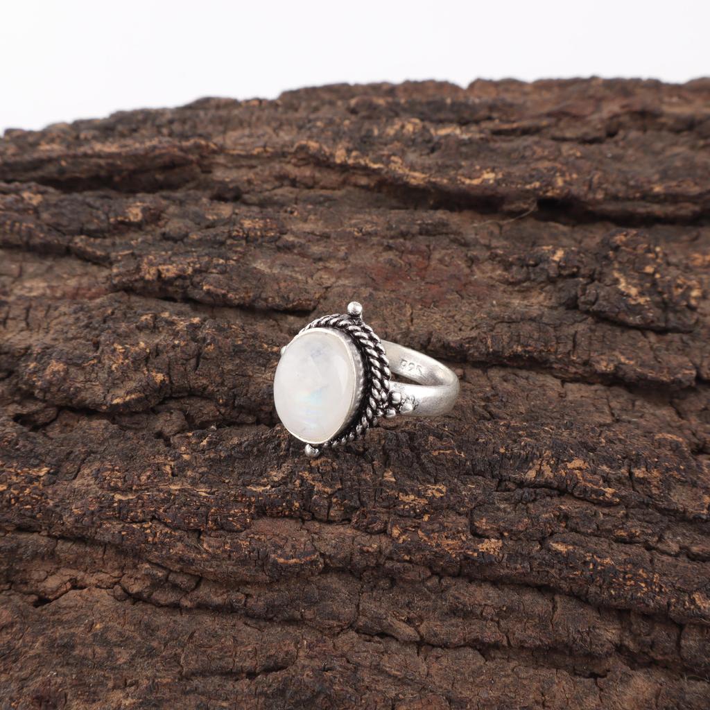 Rainbow Moonstone Ring Gemstone Jewelry, 925 Solid Sterling Silver Ring, Handmade Beautiful Jewelry For Anniversary Gift