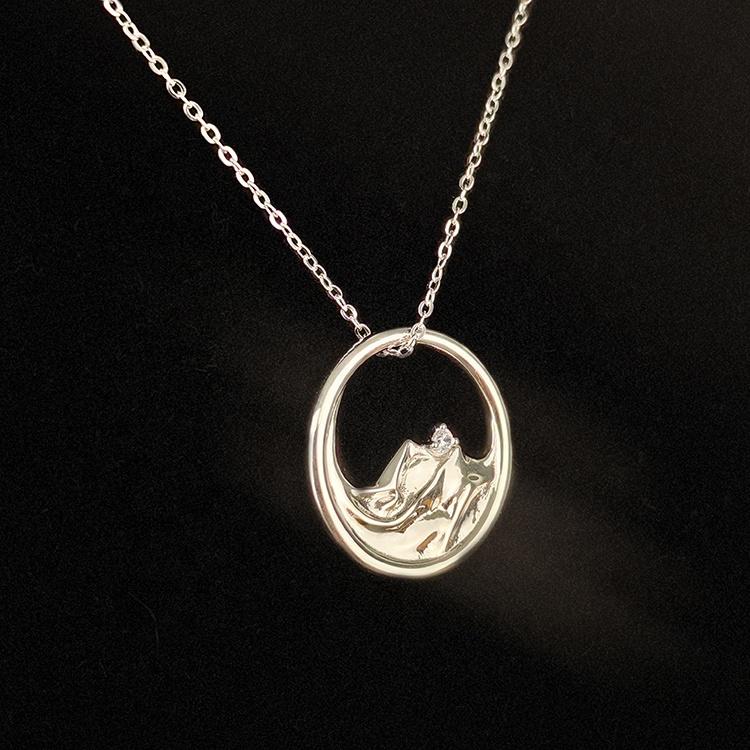 Sailing Wave Mountain Fine Jewelry Platinum Plated Pure S925 Sterling Silver Moissanite Diamond Pendant Necklace Women Couple