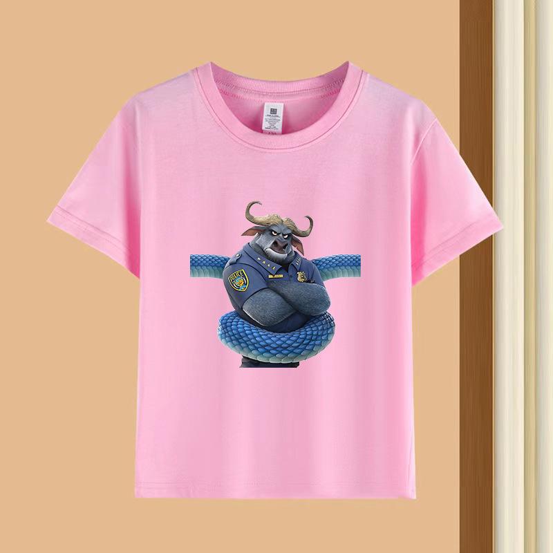 Dětské tričko s krátkým rukávem a kulatým výstřihem - 230g čistá bavlna s potiskem zvířat