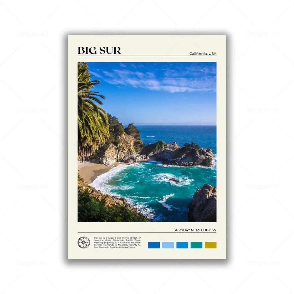 Modern Vintage Wall Art – Travel Scenery of Los Angeles and San Francisco HD Canvas Print Poster for Home and Living Room Decor