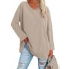 Damen Lockeres Langarm V-Ausschnitt Strickoberteil Große Plus Size Oberteile Damen Frühling Sommer Einfarbiges Oberteil Langarm V-Ausschnitt