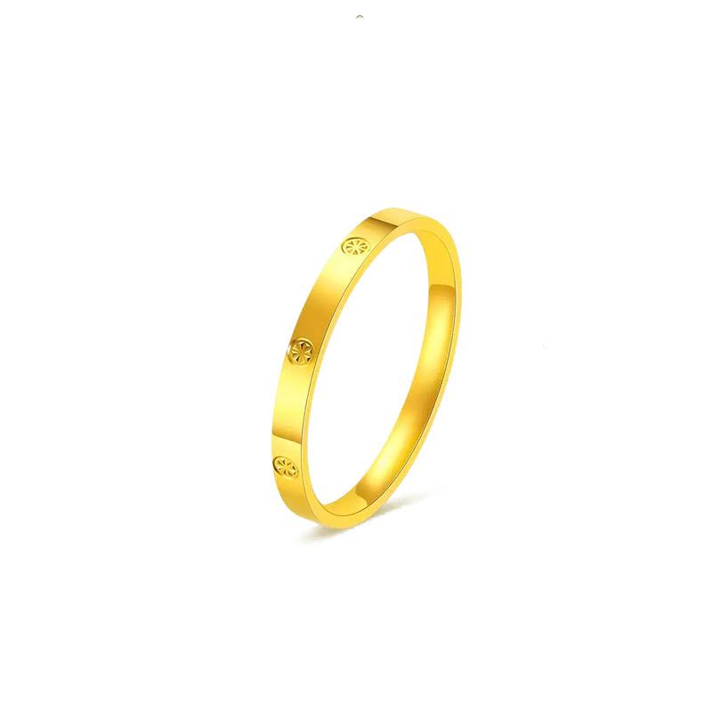 Elegant Heart Bow Titanium Steel Ring for Women Minimalist Round Circle Band Light Luxury Jewelry