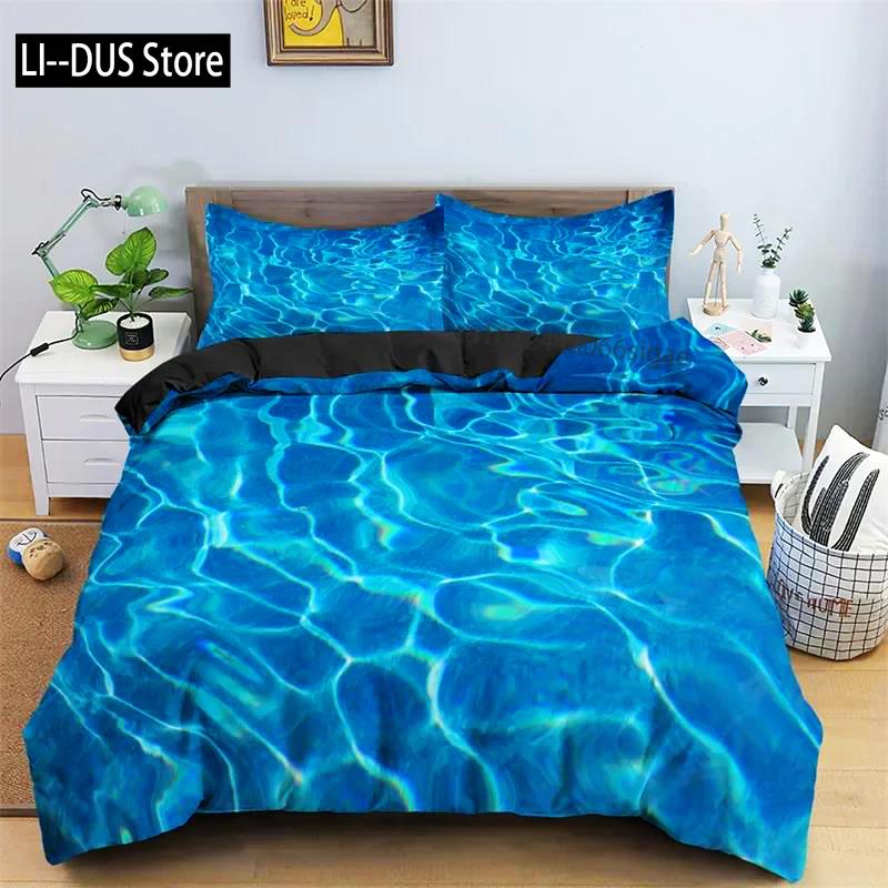 3D Oceaan Golven Beddengoed Set Queen Size Zacht Zomer Zee Strand Dekbedovertrek Set Hawaiiaans Tropische Print Dekbedovertrek Kussenslopen