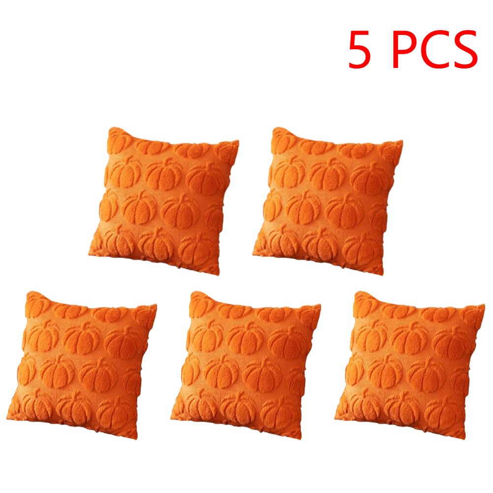 1-10Pcs 45x45CM Pumpkin Fall Decorative Throw Pillow Covers Soft Autumn Plush Accent Couch Cushion Cases for Halloween Decor