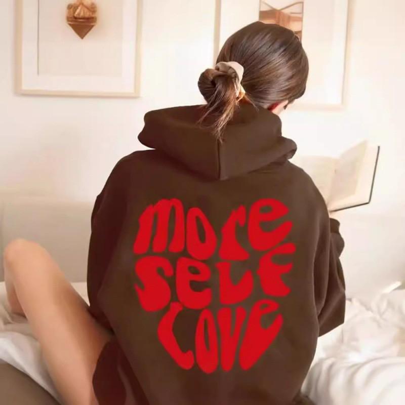 Oversized Gothic Style Letter Print Hooded Long Sleeve Sweatshirt Women S-3XL Regular Fit Streetwear