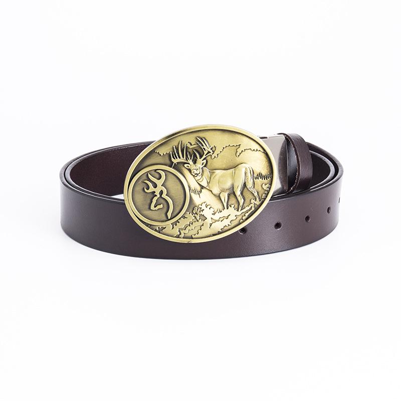 Men s Genuine Leather Punk Rock Hip Hop Retro Belt - Stylish Cowhide Waistband for Youth 105cm