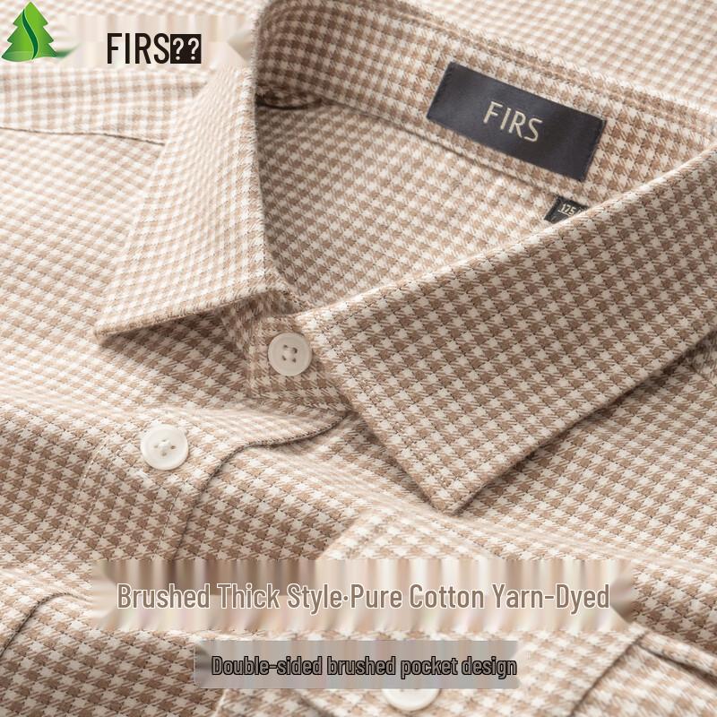 Мужская фланелевая рубашка в клетку с длинным рукавом FIRS, из шлифованного хлопка 44