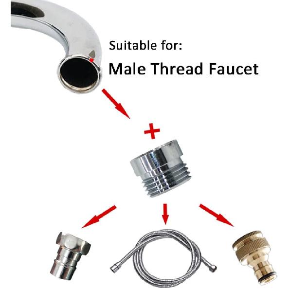 Brass Sink Faucet Adapter, Female NPT Thread Tap Aerator Adapter To Connect G1/2" Water Hose Adapter for Garden Hose Water Filter (F22mm - G1/2)