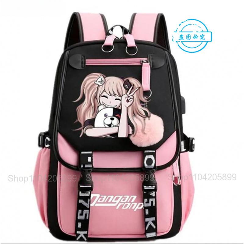 Zaino Danganronpa Anime Mochila Cartella Scolastica Studente Porta USB Borse da Viaggio Laptop Messenger Bag Grande Casual Regalo