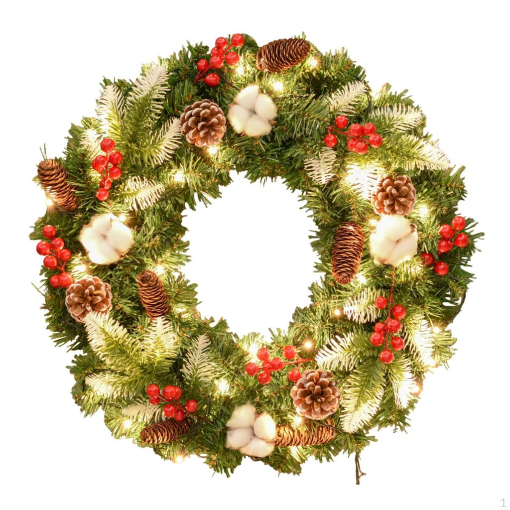 Christmas Wreath with Lights Winter for Front Door Garden Festival