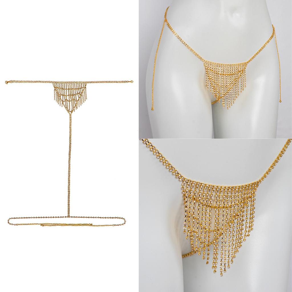 Fashionable Rhinestones Embellished Waist Chain Body Jewelry Accessory for Trendy Women Adjustable Body Jewelry