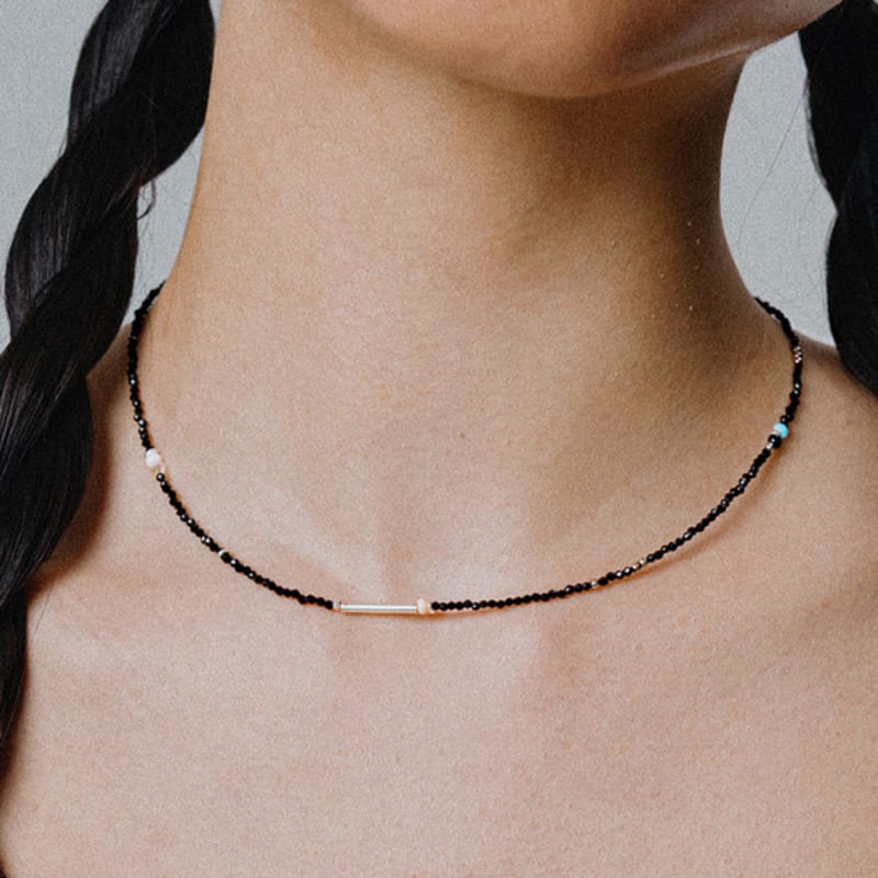 

SCALETTO WS008 Silver 925 Black Bead Necklace Black