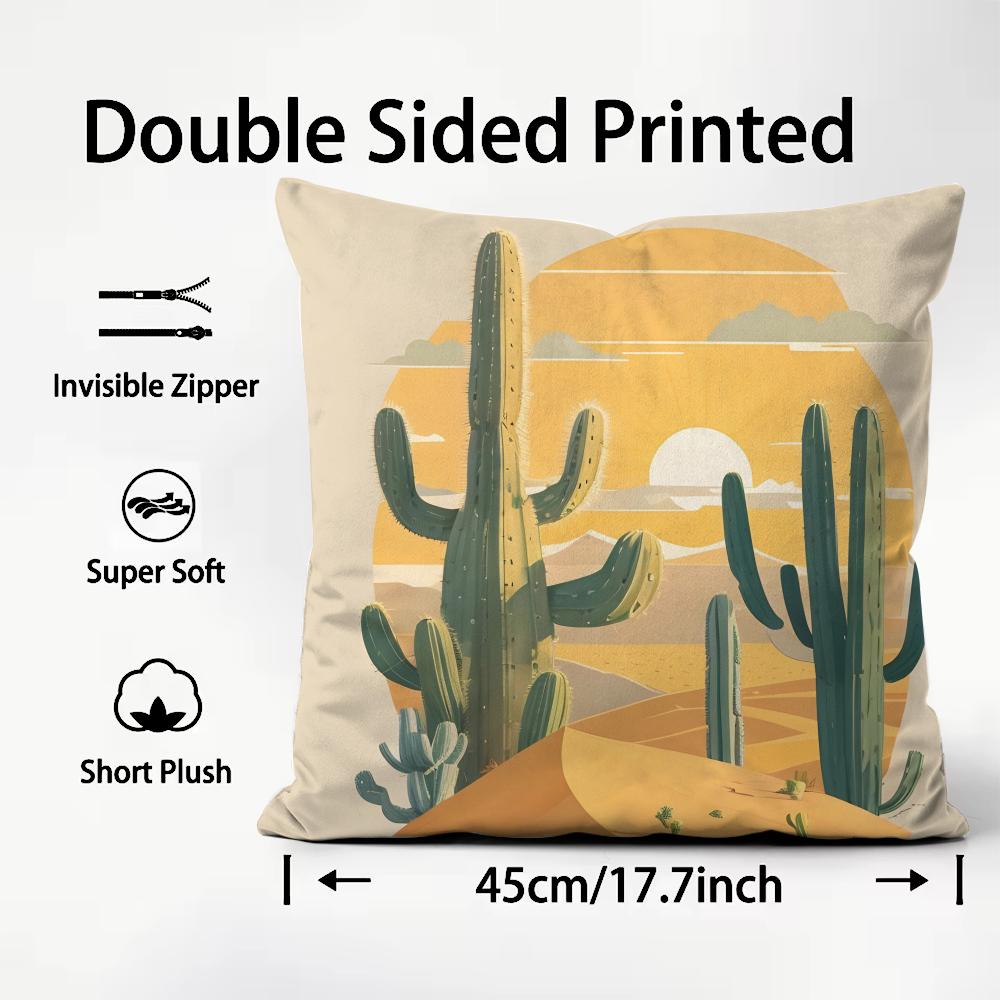 Cactus Fashion Cushion Cover Plush Fabric Soft DoubleSided Printed Sofa Warm Winter Home Child Gift Pillow Case