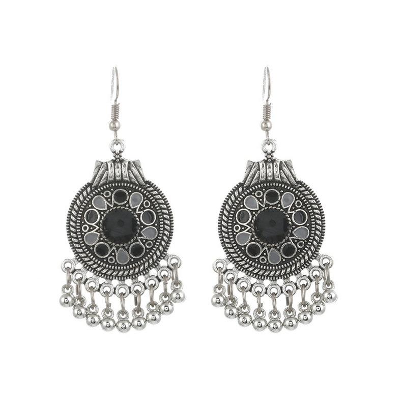 Trendy Ethnic Boho Vintage Drop Dangle Beads Tassel Earrings For Women Bohemian Enameled Indian Zircon Fashion Long Earrings