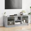 VidaXL Meuble TV avec portes en verre gris béton 102x37x42 cm 836374