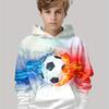 Autumn Winter 3D Football Printed Hoodies Fashionable Casual Warm Sports Long Sleeved Children's Boy Hooded Sweatshirts