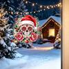 Holiday Window Clings for Glass Christmas Skull Wall Decal, Removable PVC Sticker with Santa Hat Rose Party Decor Design, Dark Bedroom Living