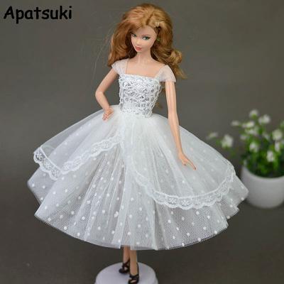 Pure White Doll Dresses Clothes Elegant Lady Evening Dress for Barbie Doll For 1/6 BJD Doll House Gift Doll Accessories