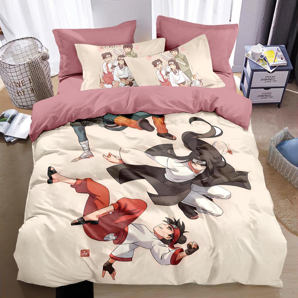 Carton Soft Duvet Cover Pilowcase Anime Uzumaki Narutos Beding Set Ten Young Boys for Bedrom Decor King Quen Ful Sized Dimensions Young Girls