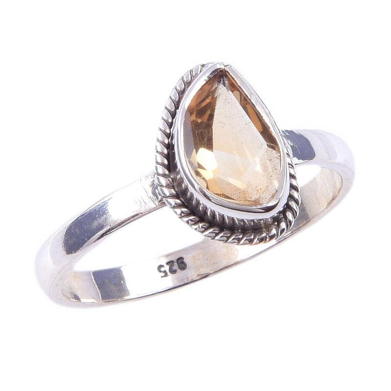Natural Citrine Gemstone Handmade 925 Solid Sterling Silver Ring Size 9 Q3i65