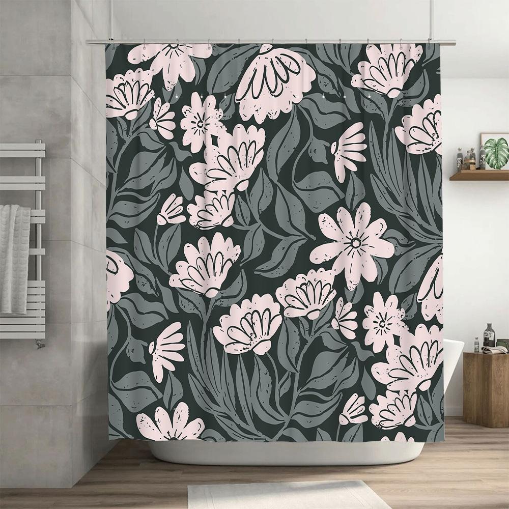 Luxury Floral Shower Curtain Waterproof Bathroom Decor Printing Shower Doors Decoration Room Home Decorative Window Drapes Showe