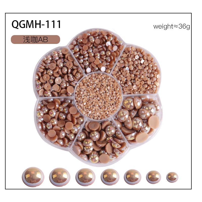 Nail Art Jewelry 7 Grid Plum Blossom Nail Art Pearl Abs Half-Sided Pearl Flat Bottom Diamond Nail Art Decoration