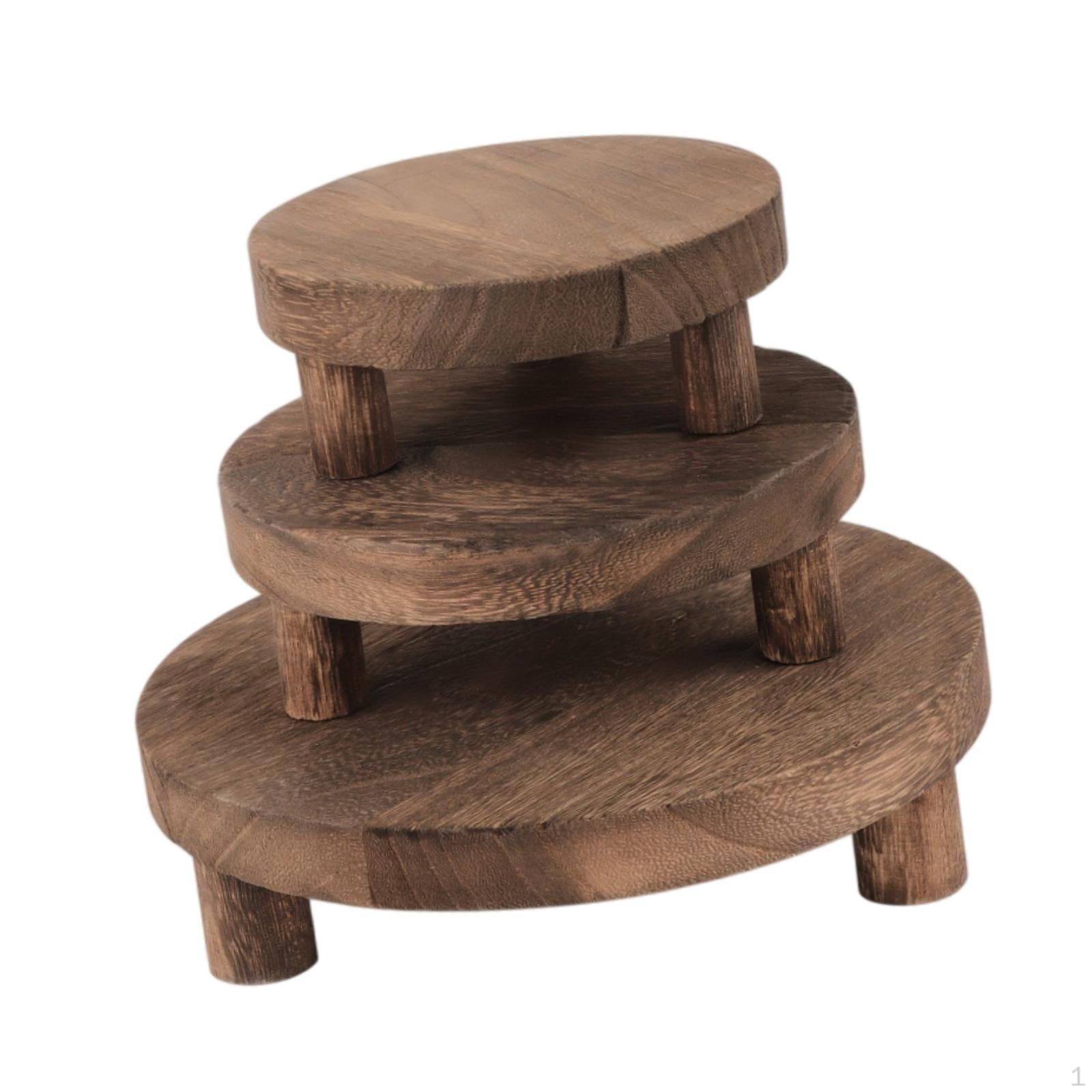 

3 шт. круглый деревянный табурет пьедестал подставка под торт цветочный горшок держатель для стола стойки темно-коричневого