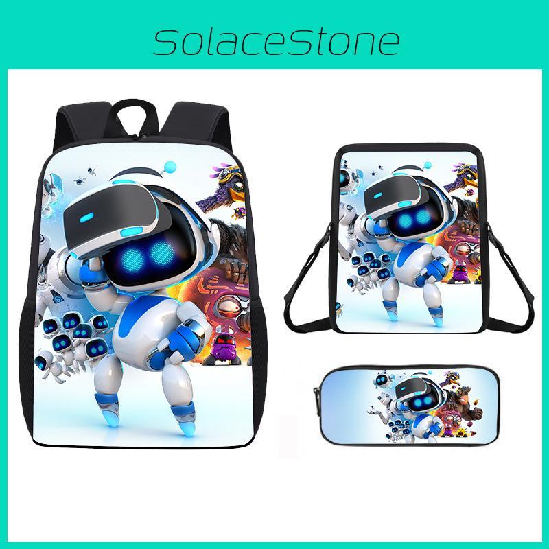 Astro Bot Backpack For Kids With Breathable Oxford Fabric And Cartoon Print For School Use