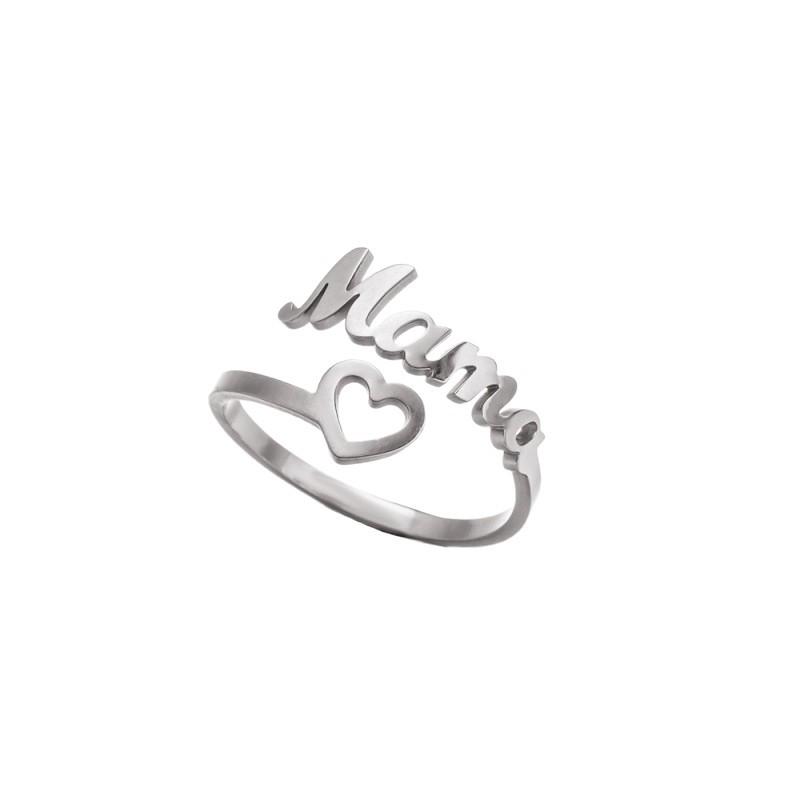Stainless Steel Adjustable Mom Ring - European American Fashion Letter Design for Mother's Day Gift