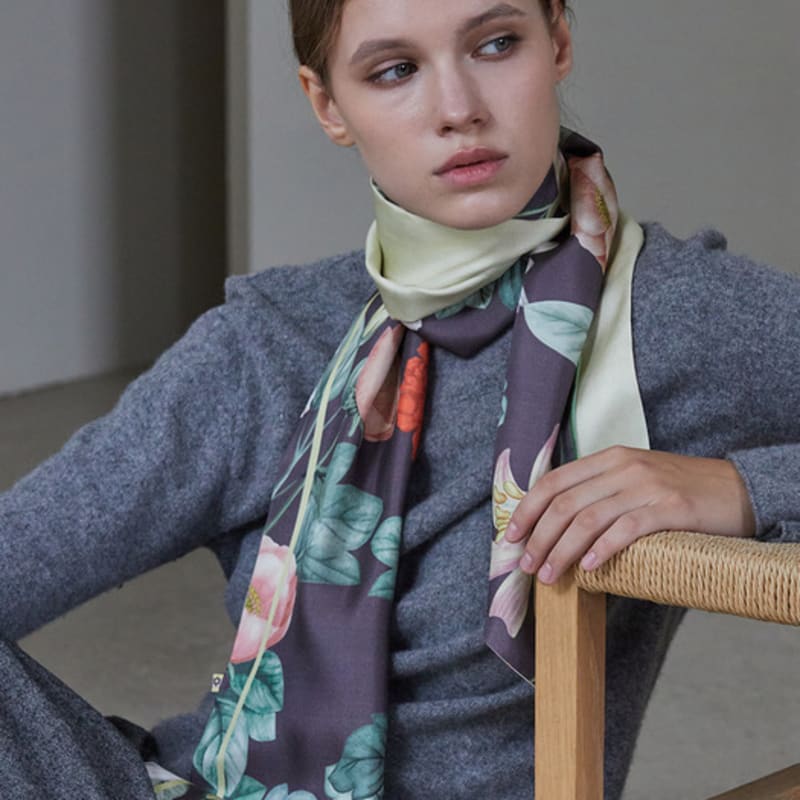 ANA MAISON Garden deco Long Petit Twill Scarf [PMLTS-1414]