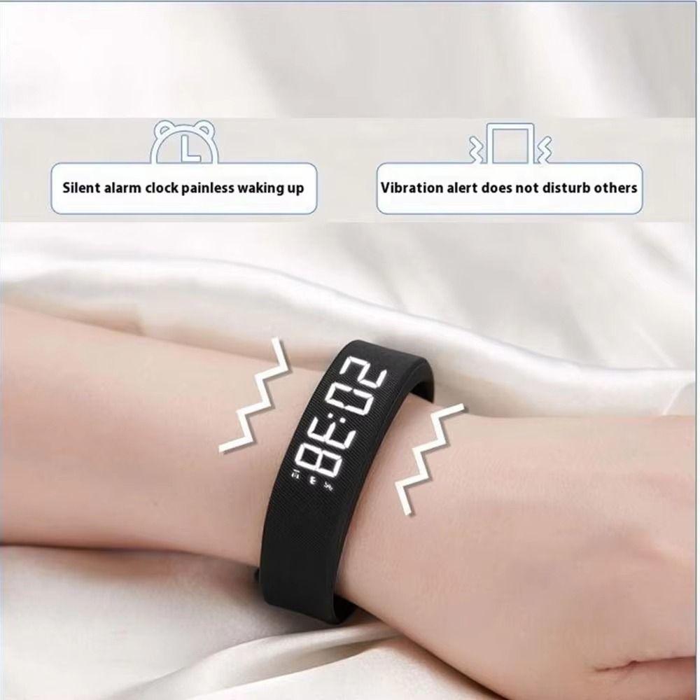 Ayarlanabilir Bant Titreşimli Alarm Bilekliği Su Geçirmez Dijital Alarm Saati Bileklik Uyku Takipçisi