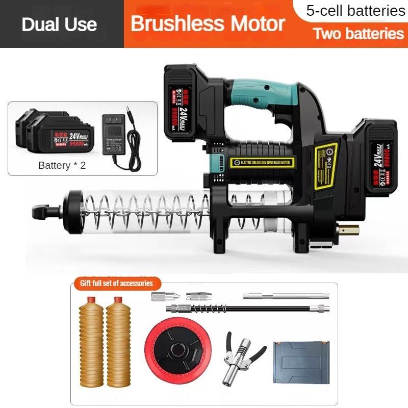 Brushless Electric Grease Gun Full Automatic Dual Purpose Lubricating Oil Injector Rechargeable Professional Excavator Greaser