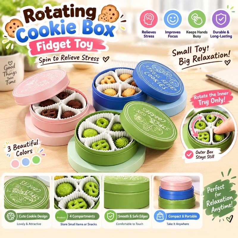 Portable Cookies Box Decompression Toy Built-in Keyboard Shaft Biscuit Button Sensory Fidget Toy for Autism Kids Anxiety Relief